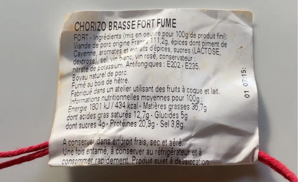 Chorizo Brasse fort fumé
