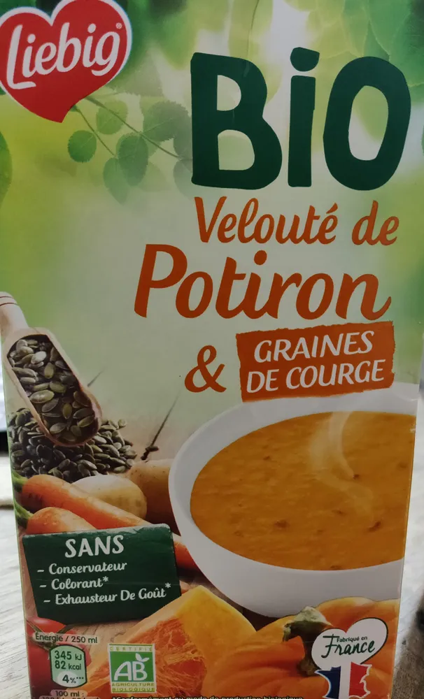 velouté de potiron et graines de courge bio