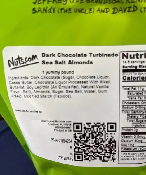 Dark Chocolate Turbinado Sea Salt Almonds