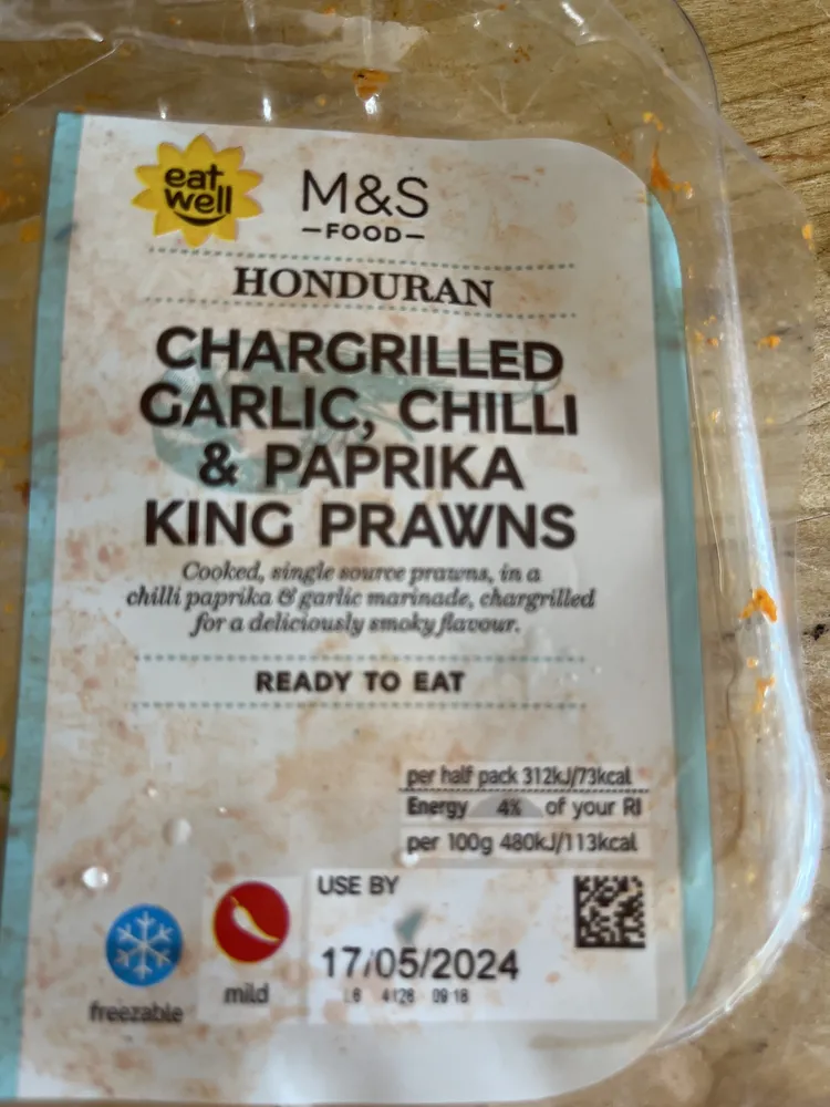 Honduran king prawns M&S