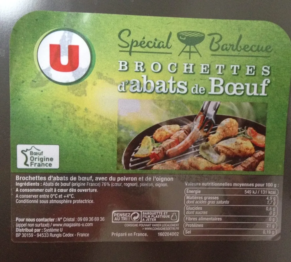 Brochettes d'abats de boeuf