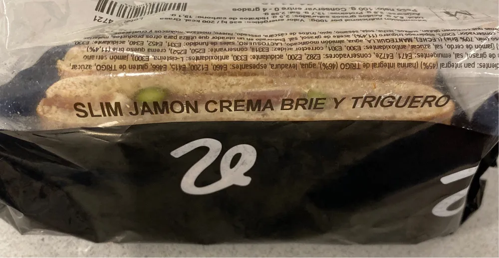 Slim jamon, crema brie y triguero