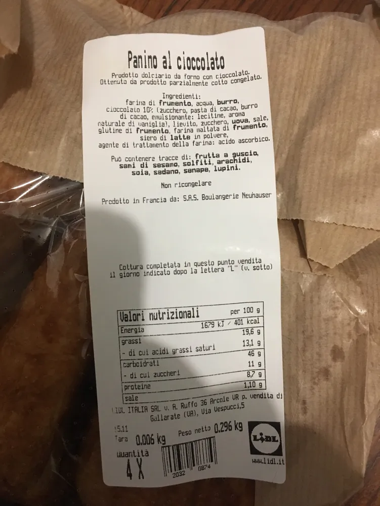 Panino al cioccolato