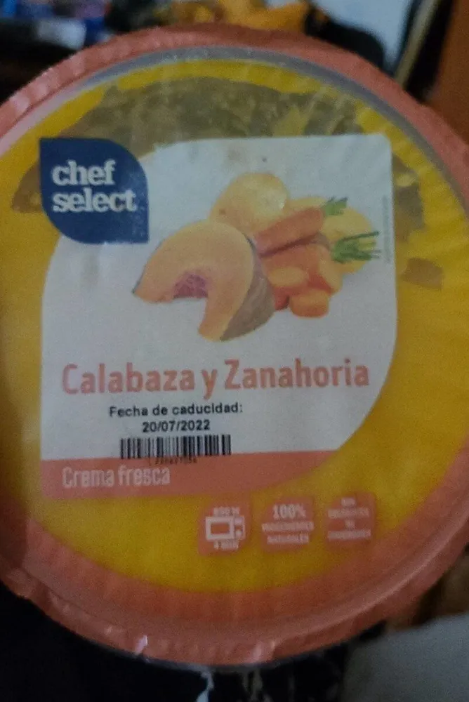 Crema de calabaza y zanahoria chef select