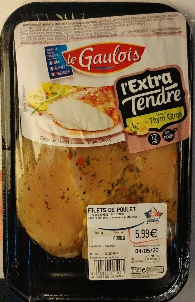 Filet de poulet extra tendre thym citron