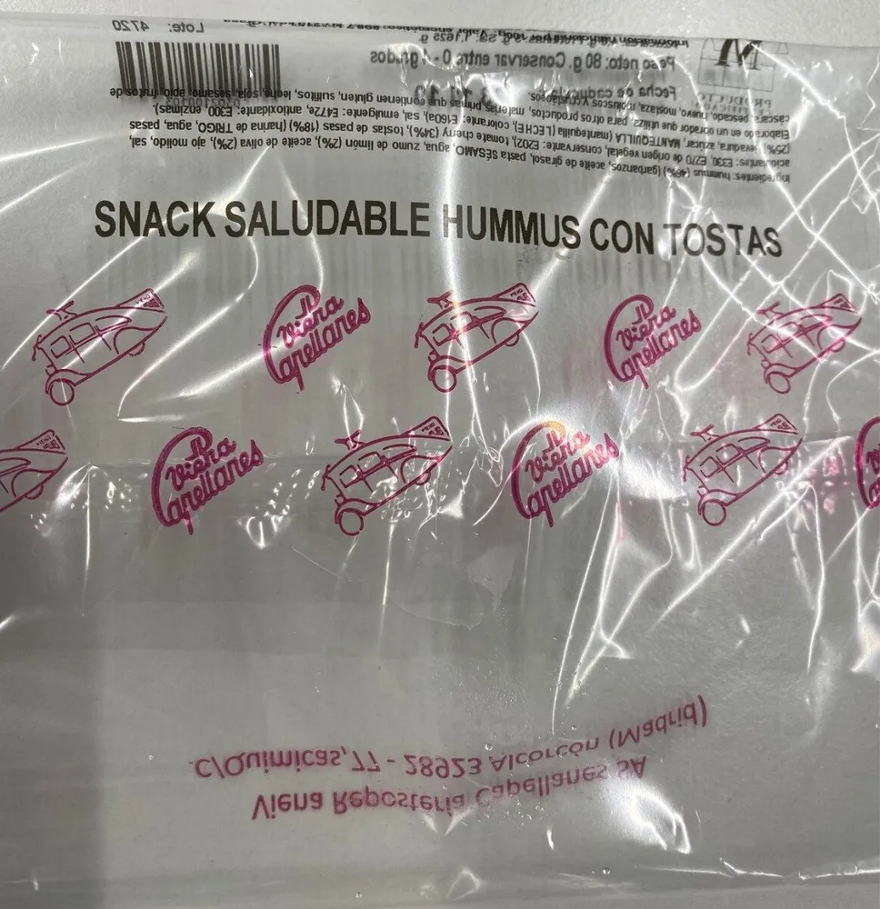 Snack saludable Humus con Tostas