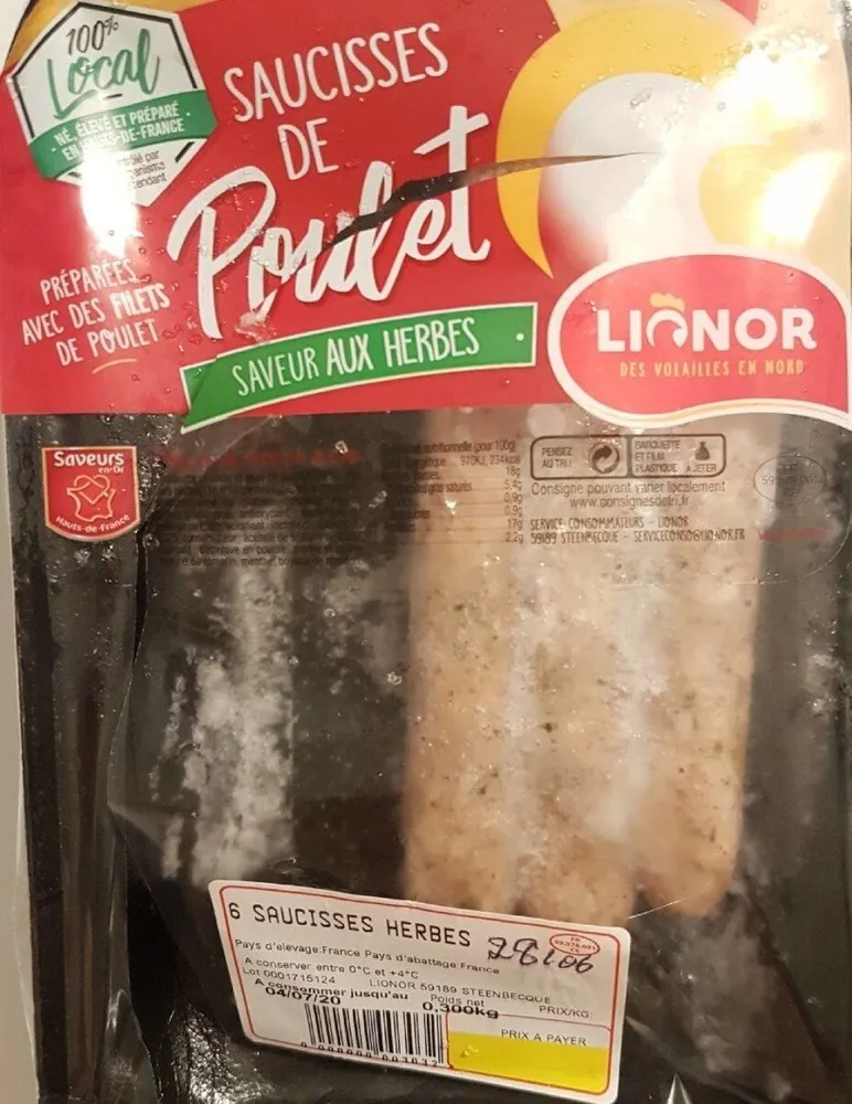 Saucisses de poulet saveur aux herbes