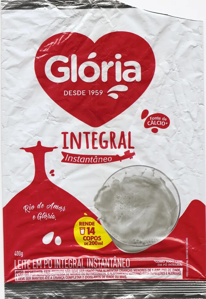 Leite em pó integral instantâneo Glória