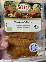 "Toskana"-Sticks mit feinem Gemüse und frischem Mozzarella