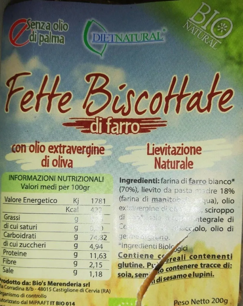 Fette Biscottate di farro a lievitazione naturale