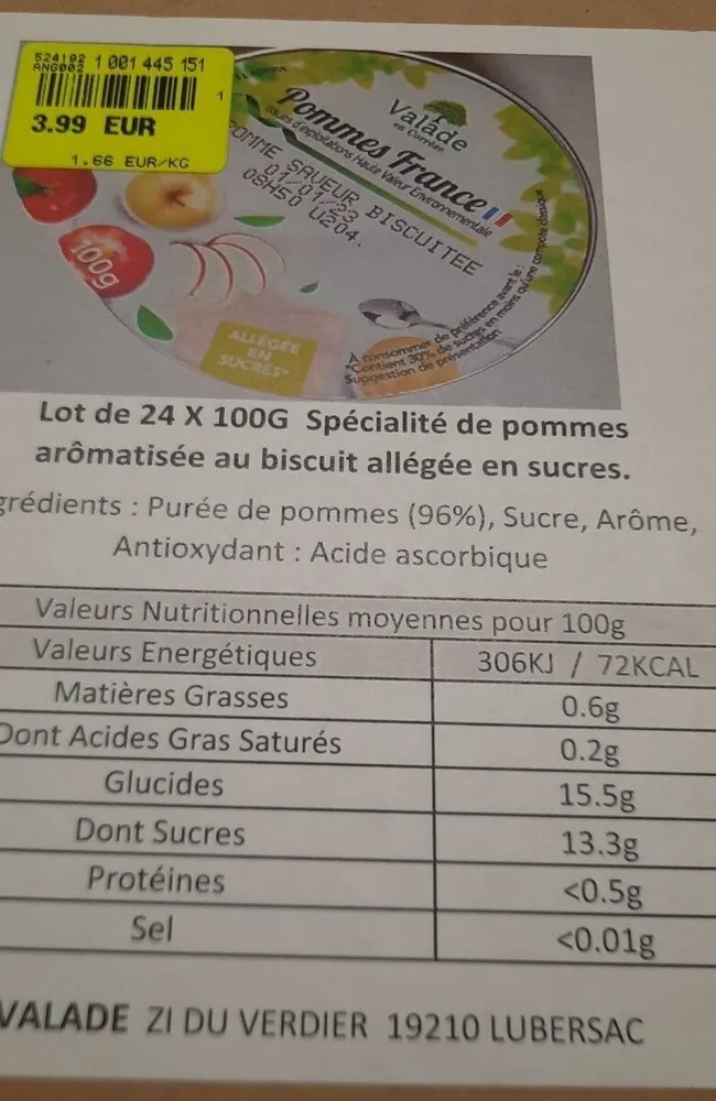 Compote allégée pomme