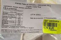 Ananas pelés en morceaux déshydraté