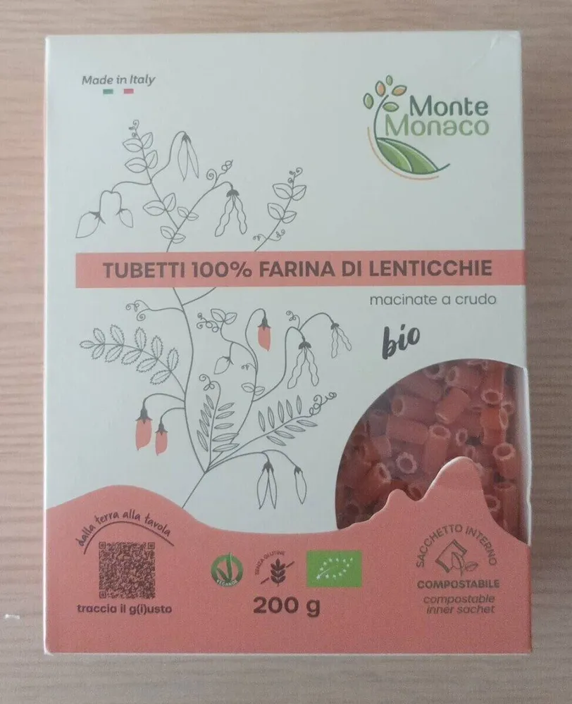 Tubetti 100% farina di lenticchie
