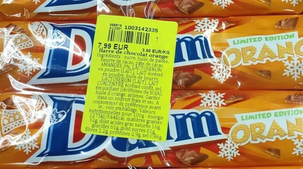 Barre de chocolat orange Mondelēz international