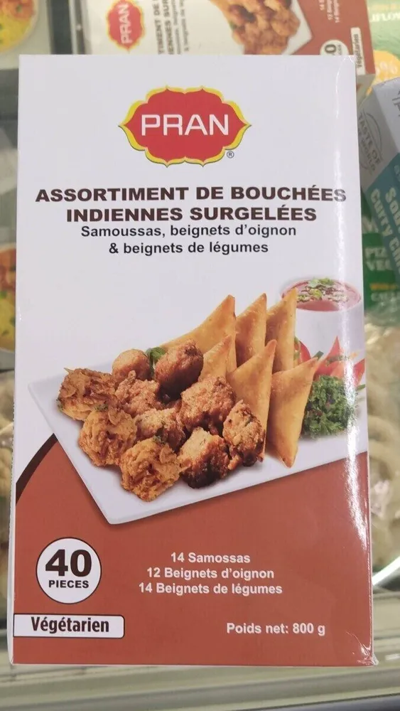 Assortiment de bouchées indiennes surgelées