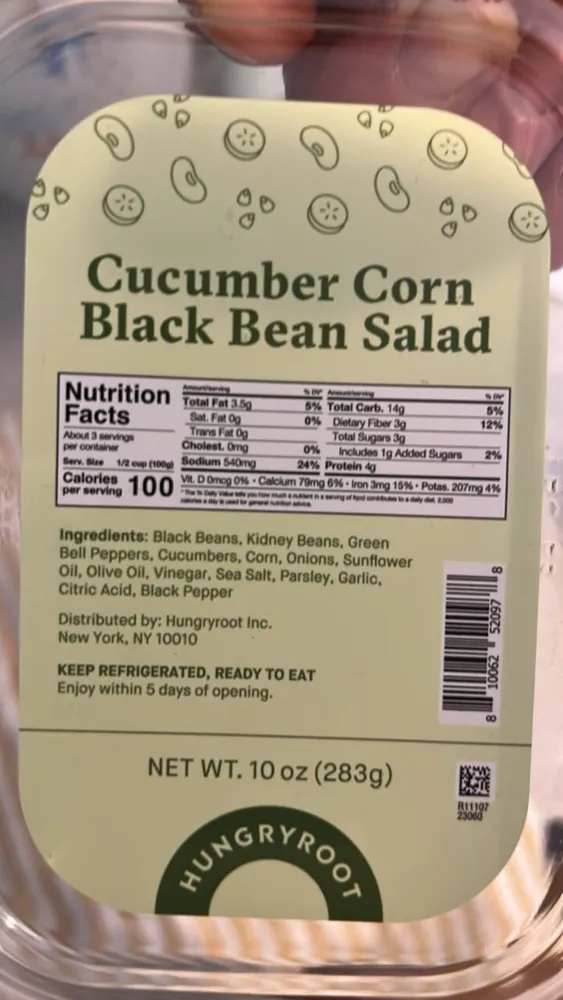 Cucumber Corn Black Bean Salad