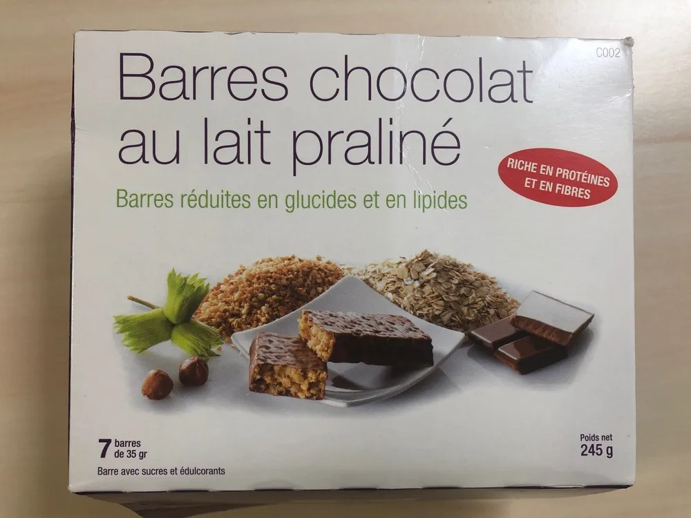 Barre chocolat au lait praliné