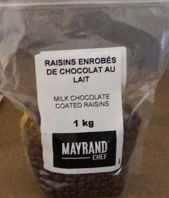Raisins enrobés de chocolat au lait