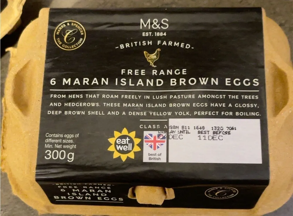 6 free range maran island brown eggs