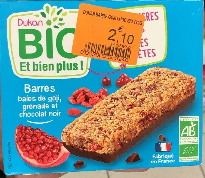 Barres baies de gogi grenade et chocolat noir