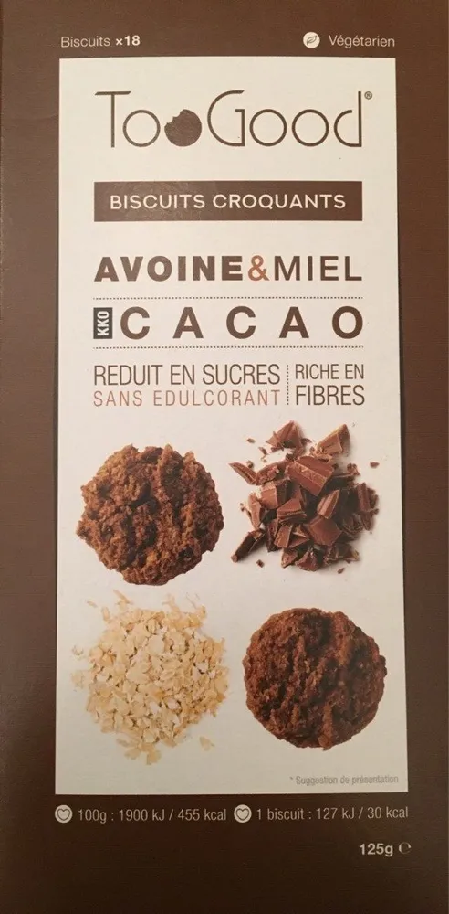 Biscuits croquants cacao avoine et miel