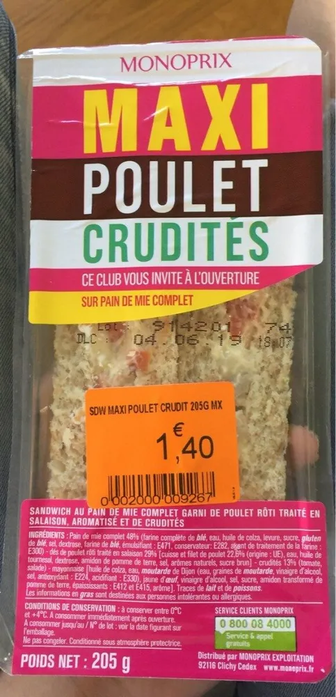 Maxi poulet crudités