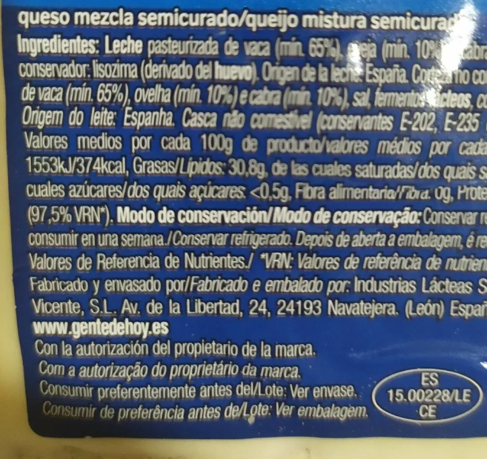 Queso mezcla semicurado / Queijo mistura semicurado