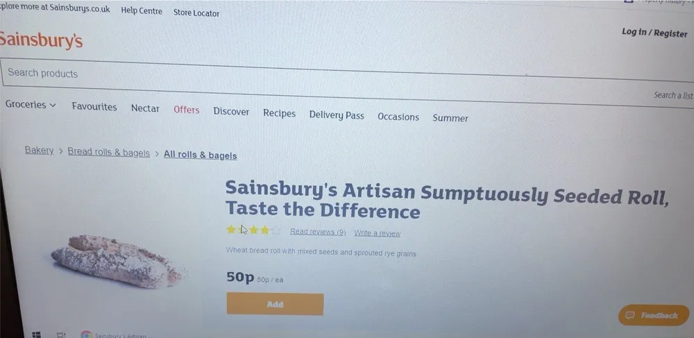 Sainsbury’s Artisan sumptiously Seeded Roll