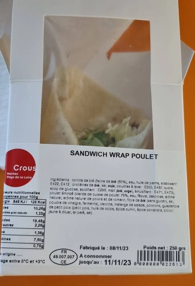 Sandwich Wrap Poulet
