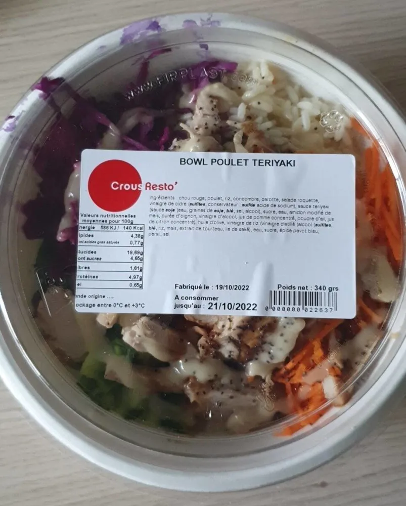 Bowling poulet teriyaki