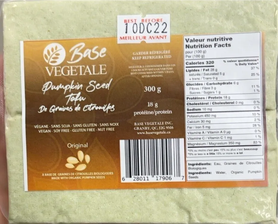 Tofu de graines de citrouilles Originale