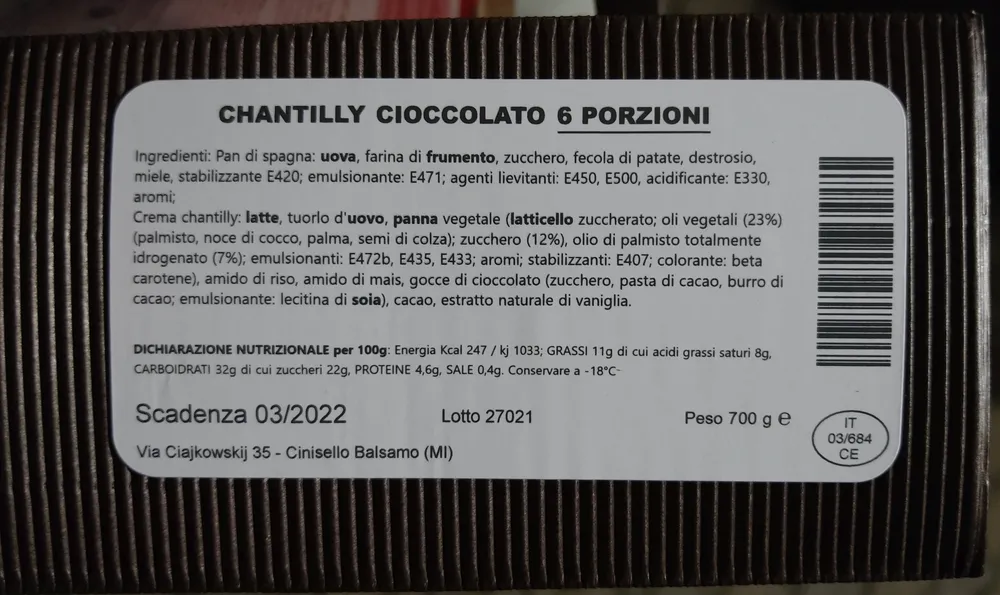 Chantilly cioccolato 6 porzioni