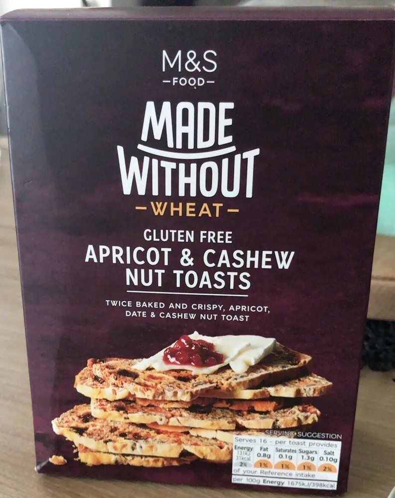 Made without wheat abrico and cashew nut toasts