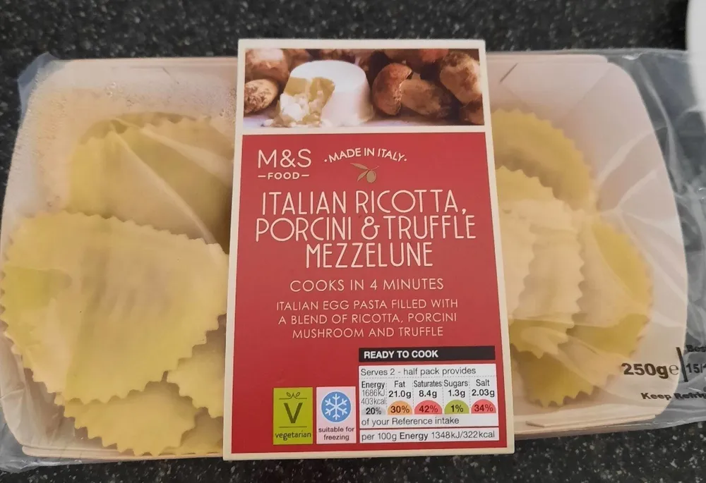 Italian ricotta, porcini & truffle mezzelune