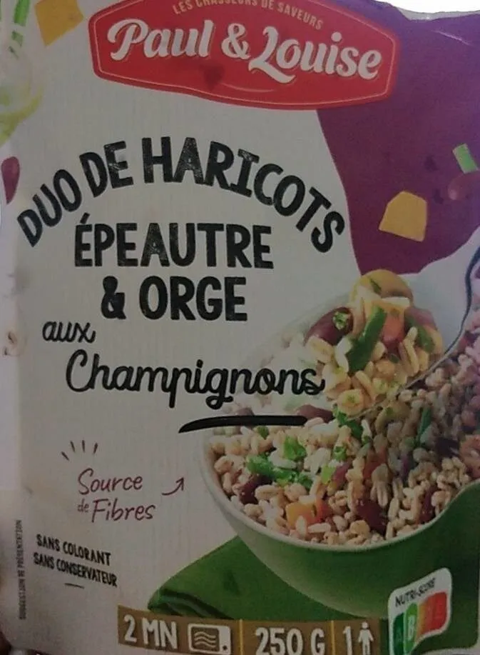 Duo de haricots épeautre et orge aux champignons