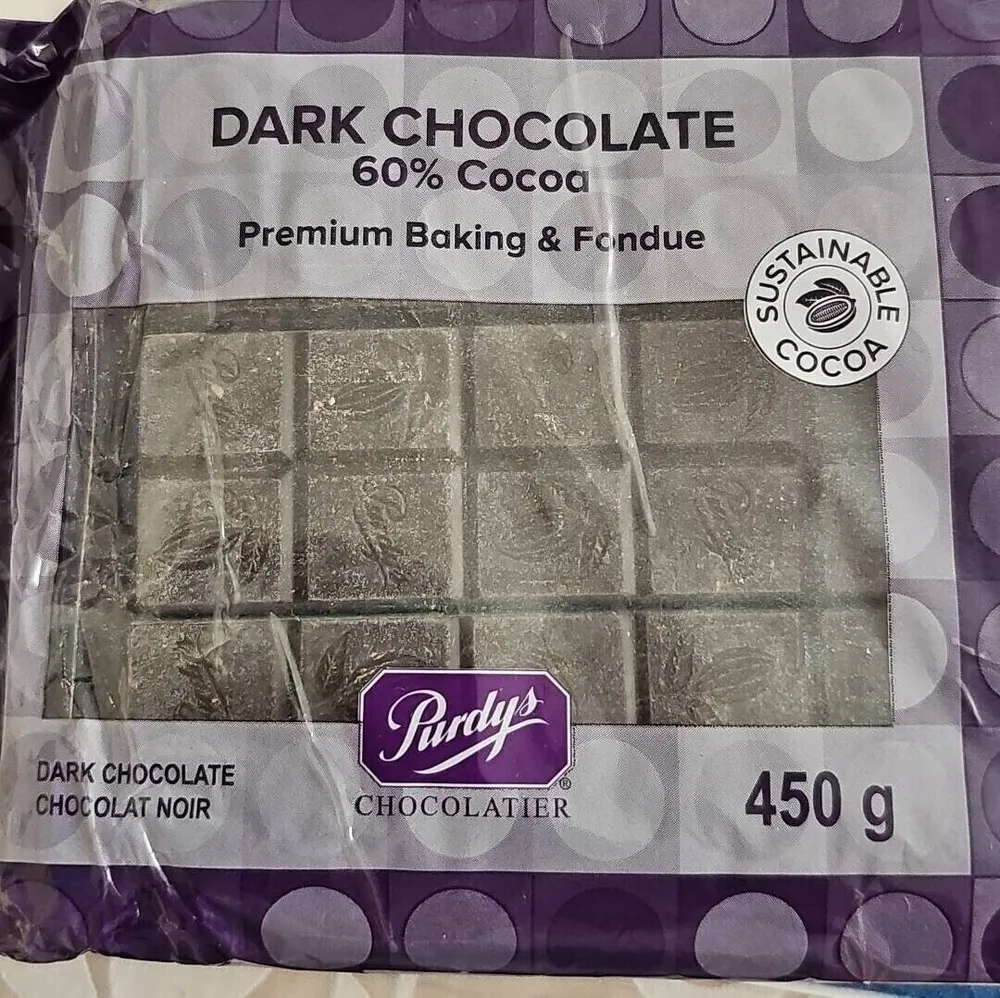 PURDYS DARK CHOCOLATE  60 % COCOA