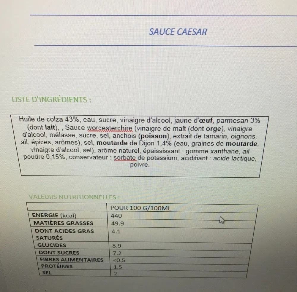 Sauce caesar