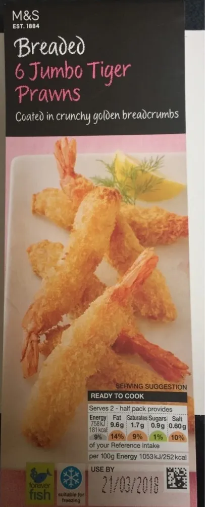 6 Breaded Jumbo Tiger Prawns