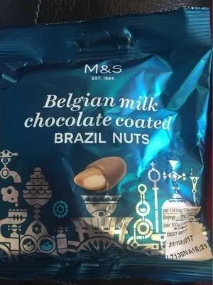 Belgian milk chocolate coated brazil nuts