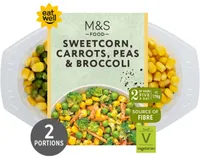 sweetcorn, carrots, peas & broccoli with seasoned butter