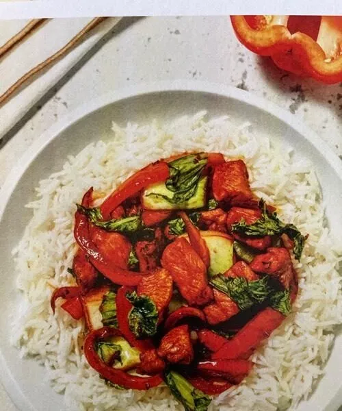 Teriyaki hähnchenpfanne mit Reis