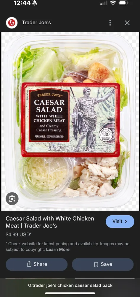 Caesar Salad with White Chicken Meat and Creamy Caesar Dressing