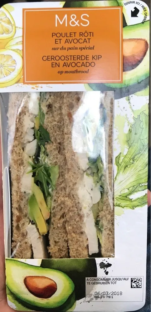 Sandwich Poulet Rôti & Avocat
