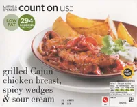 grilled Cajun chicken breast, spicy wedges & sour cream