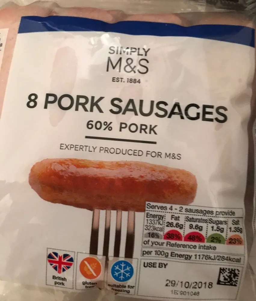 8 pork sausages