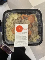 Sauté de porc à la moutarde, farfalles, carottes