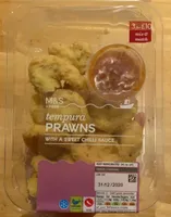 Tempura prawns with a sweet chilli sauce