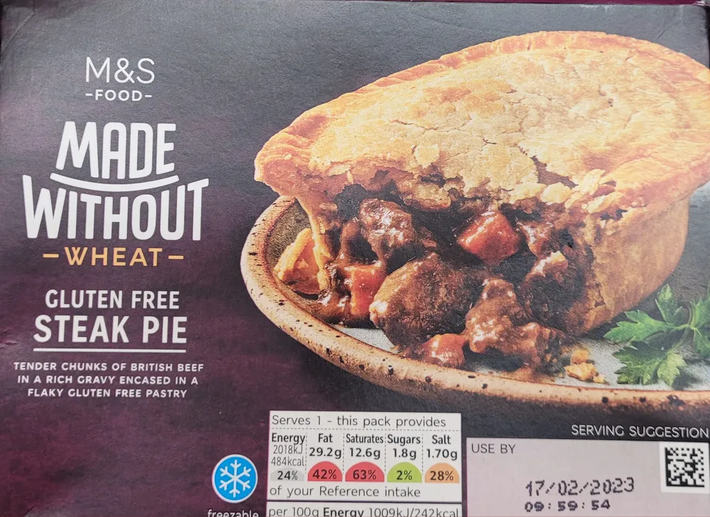 Gluten free Steak & red wine pie