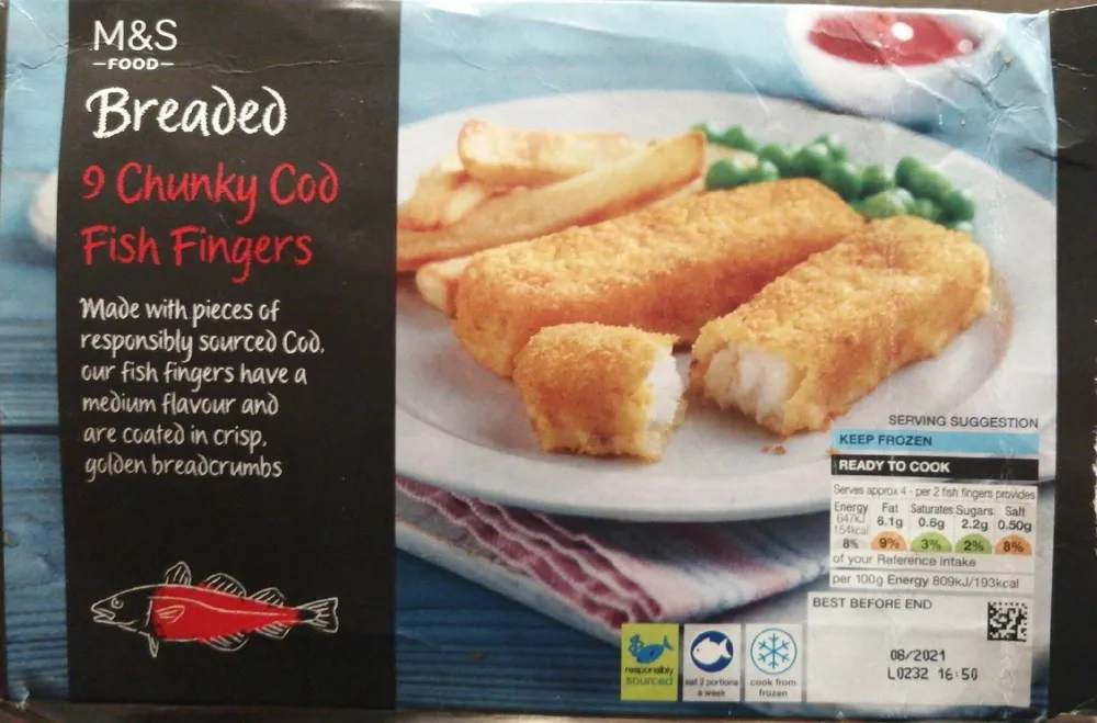 Breaded 9 Chunky Cod Fish Fingers