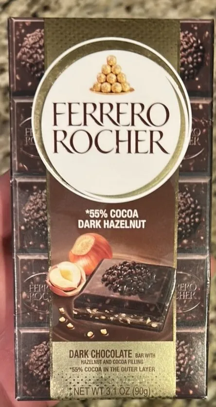 Dark Chocolate bar with hazelnut and cocoa filling